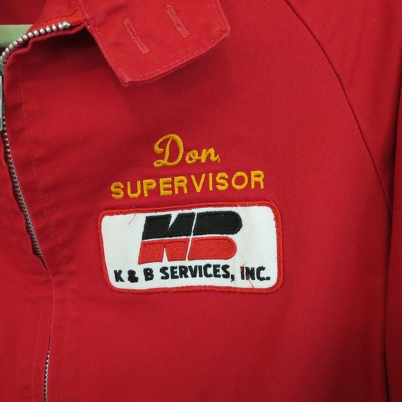 Vintage Red Personalized Mechanic Car Jacket L - Picture 2 of 3